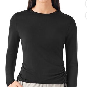 🔥NWT Elegant Black Ruched Long Sleeve Blouse